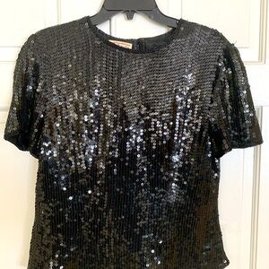 Formal sequined Talbots black silk top